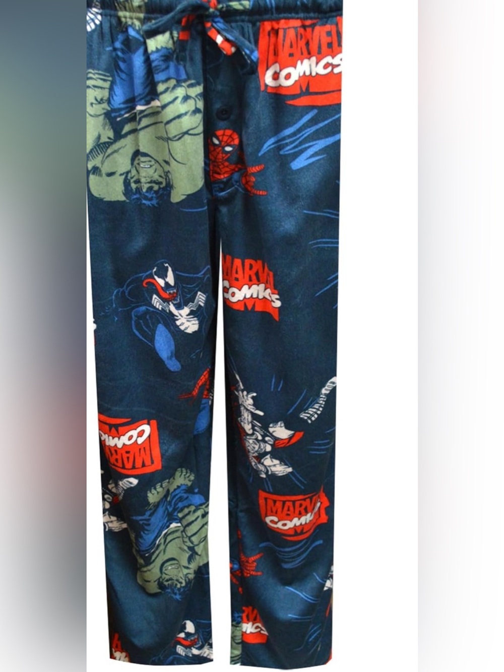 Marvel Men’s Navy Blue Superhero Pajama Bottoms Logos
